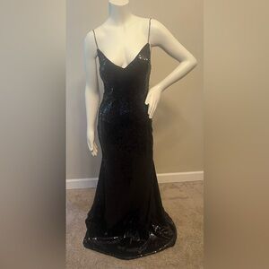Nova Luxe Black Sequin Gown Women's Size XS Prom Pageant Formal Wedding
